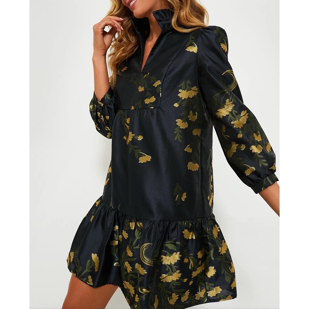 TUCKERNUCK Navy Jasmine Vine Jacquard Palmerston Dress - Picture 3 of 11